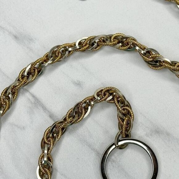 Skinny Silver Gold Two Tone Metal Chain Link Belt Extra Small/Small (XS/S) ✨ - Picture 6 of 9